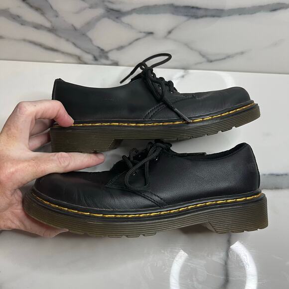 Doc Dr. Martens 1460J Kid's Black Leather Lace Up Punk Combat Ankle Boots Sz 1 - Picture 6 of 8